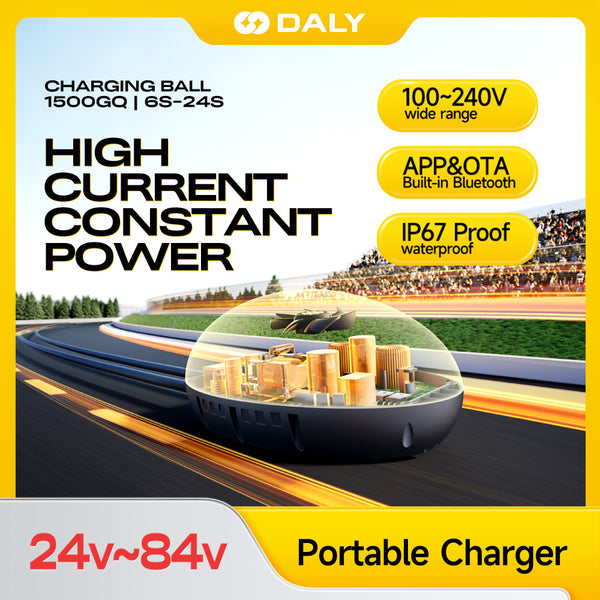 Daly High Power Supply 1500W Charger 15A-50A for Lithium Battery Li-ion LifePO4 24V 36V 48V 60V 72V 84V IP67 Waterproof Charger