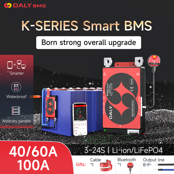Daly SMART Lifepo4 BMS K SERIES BMS 4S 12V 8S 24V 16S 48V Li-ion 3S 12V 7S 24V 20S 72V 100A 60A 40A BMS