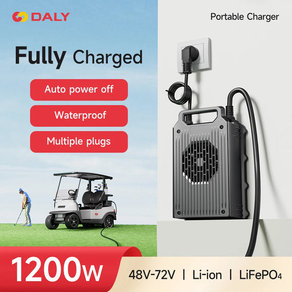 DALY Chargeur Batterie Lithium Battery Charger 1200W Carregador Pilha 48V 24A 60V 22A 72V 15A AGM Golf UTV Electric Boats