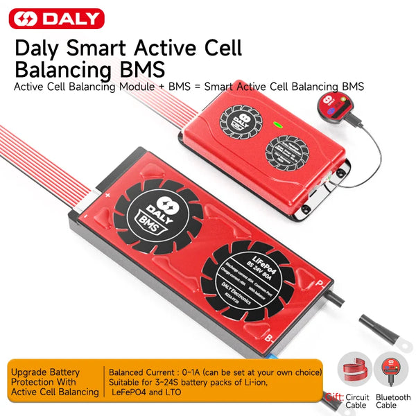 Daly BMS 1A Smart Active Balance 3S 4S 7S 8S 10S 12S 13S 14S 16S 17S 20S 24S 120A 150A 200A Lifepo4 Li-Ion Battery
