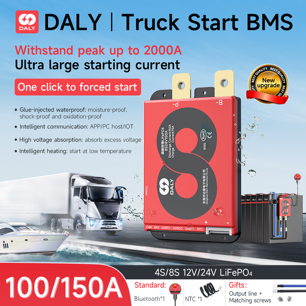Daly Smart Bms 4S 8S LiFepo4 Battery 18650 BMS Voltage 24V 48V 100A 150A for TRUCK STARTING