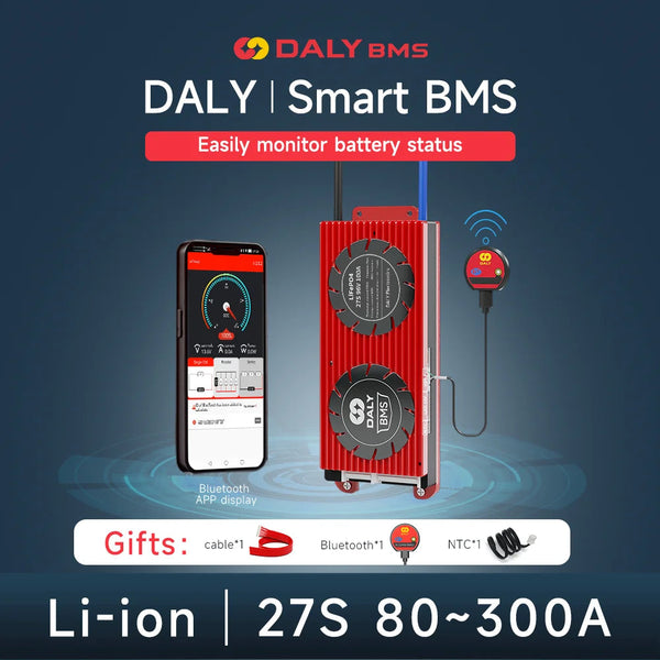 Daly Smart BMS Li-ion 27s 96v 80A 100A 120A 150A 200A 250A High Voltage BMS With Bluetooth Function